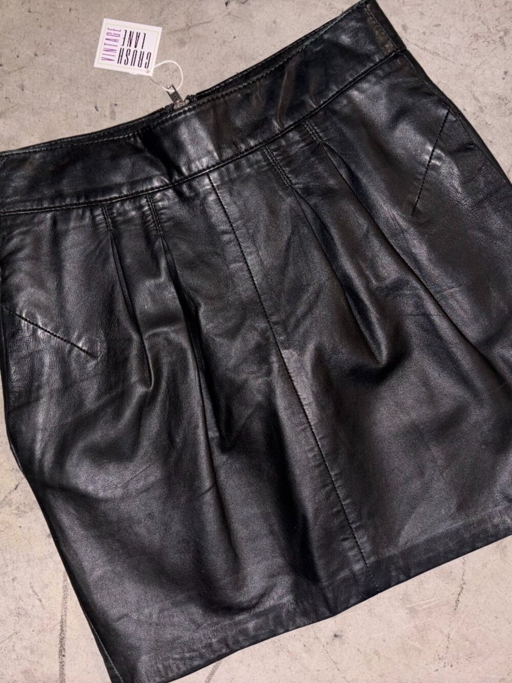 Vintage BZR Bruns Bazaar Black Leather Mini Skirt 34
